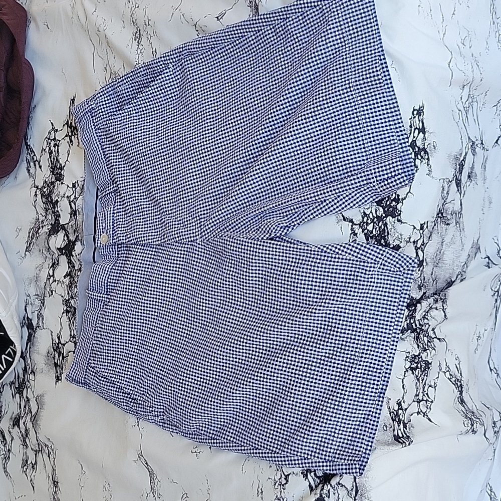 Mens polo Ralph Lauren golf shorts in blue and white gingham check print